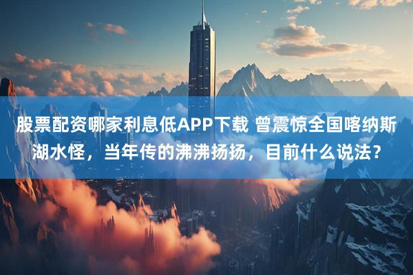 股票配资哪家利息低APP下载 曾震惊全国喀纳斯湖水怪,当年传的沸沸扬扬,目前什么说法?